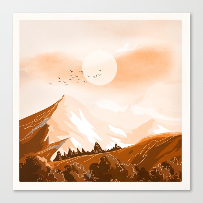 Peaceful Mountain Peak Sunset Canvas Print