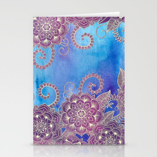 Magnolia & Magenta Floral on Watercolor Stationery Cards
