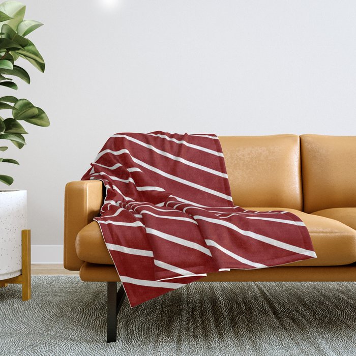 Maroon & White Colored Lines/Stripes Pattern Throw Blanket