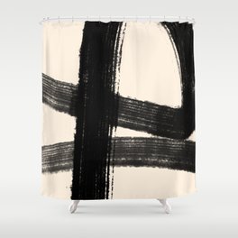 Abstract Minimalist Painted Brushstrokes in Black and Almond Cream 1 Shower Curtain
