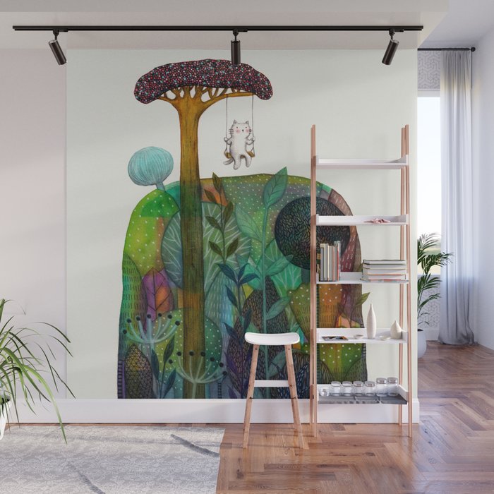 Abundance. Cat Swinging Wall Mural