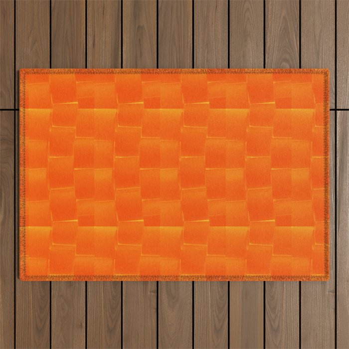 Toilet Paper Rolls Pattern in Orange and Yellow Outdoor Rug