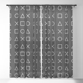 gamer pattern black and white  - gaming design black Sheer Curtain