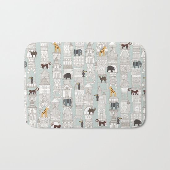 urban jungle silver mint Bath Mat