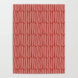 Red Cracked Stripes /// pencilmeinstationery.com Poster