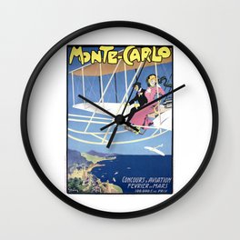 1910 Monte Carlo Aviation Competition Advertising Poster Wall Clock