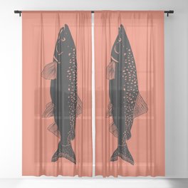 Salmon on Salmon Sheer Curtain