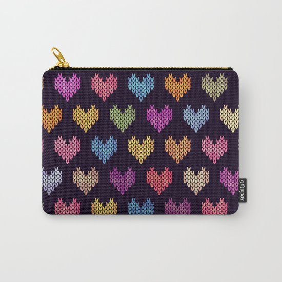 Colorful Knitted Hearts III Carry-All Pouch