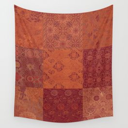 Vintage Bohemian Quilt in Burnt Orange Wall Tapestry