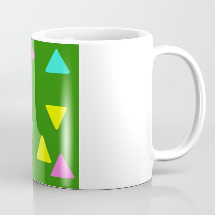 Colorful Triangles over Green Coffee Mug