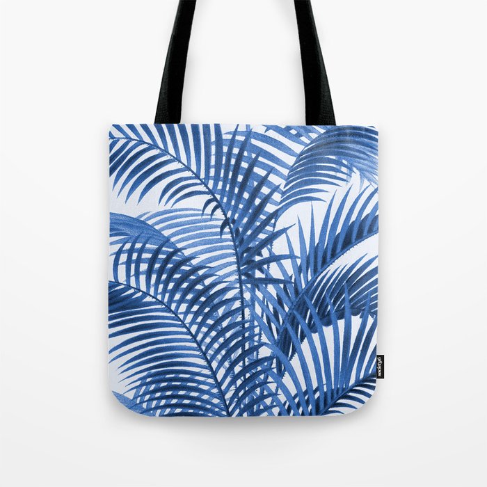 Royal Blue Palm Leaves Tote Bag