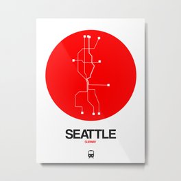 Seattle Red Subway Map Metal Print