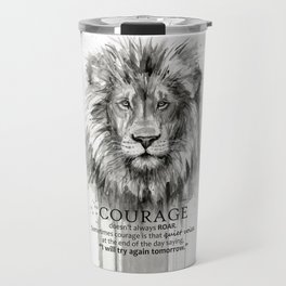 Lion Courage Motivational Quote Watercolor Painting Travel Mug