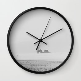 Coastal Fog on Rockaway Beach Wall Clock