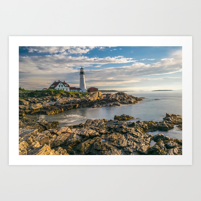 Portland Lighthouse Maine Coastal Seascape Ocean Cape Elizabeth Art Print