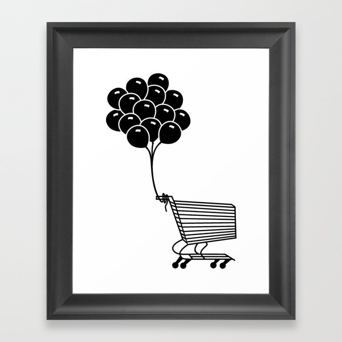Black Trolley Black Balloons Framed Art Print