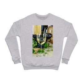 Glasses of Wine plus Grapes and Barrel Crewneck Sweatshirt