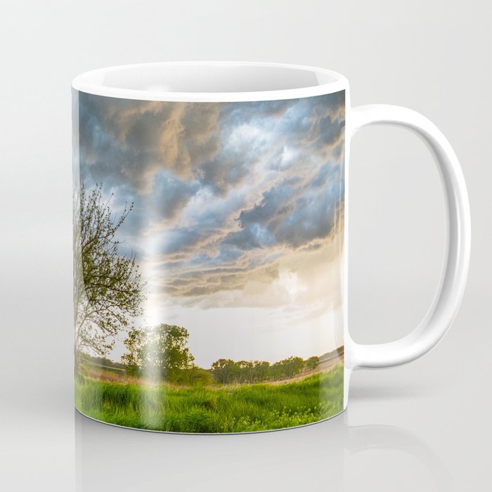 Stormy Day on the Plains - Tree Under Stormy Sky on Spring Day on the Plains of Kansas Coffee Mug