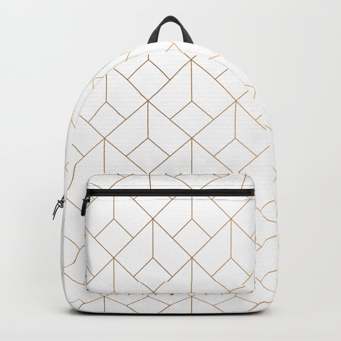 Golden Modern Abstract Geometric Pattern On White Background (second version) Backpack