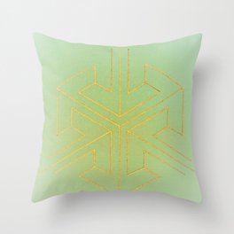 green golden pattern Throw Pillow