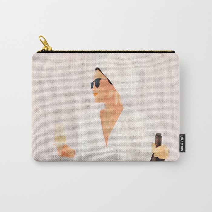 Morning Wine II Carry-All Pouch | Painting, Watercolor, Drawing, Minimal, Minimalist, Line, Woman, Girl, Lady, Wine