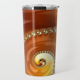 Abstract Caramel Gold Gradient Spiral Fractal Travel Mug
