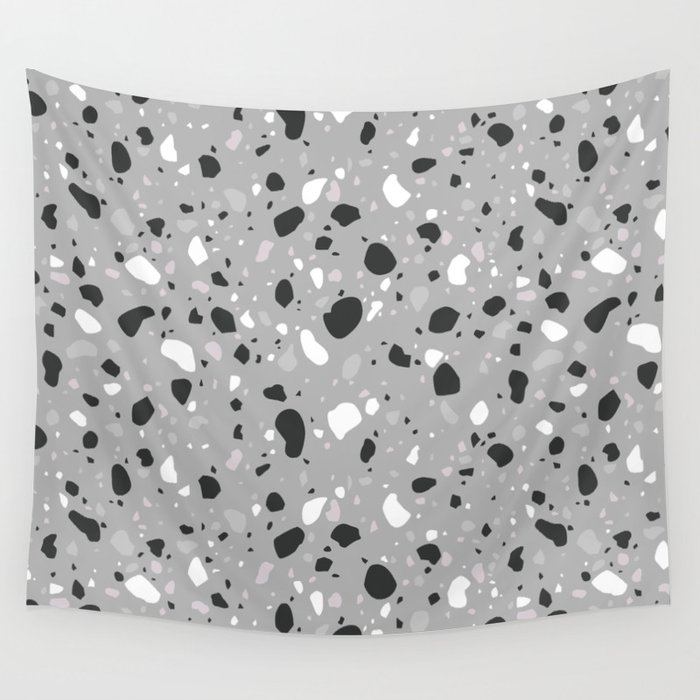 Grey Terrazzo Marble Background Wall Tapestry
