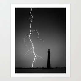 Lighthouse Lightning Art Print