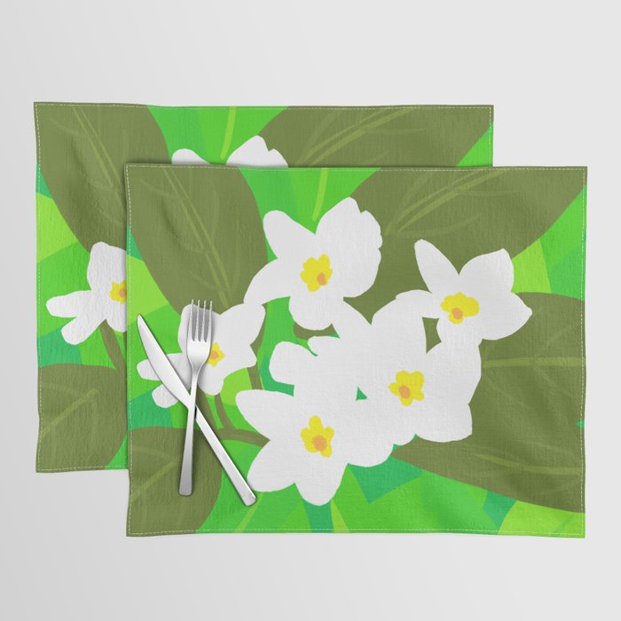 Jungle Flowers Modern Tropical Floral On Green Placemat