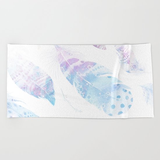 Faded galaxy feathers Beach Towel