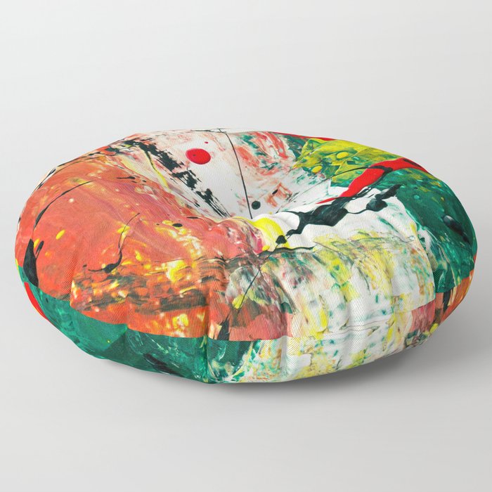 Red White and Green Italian Flag Abstract Painting Floor Pillow
