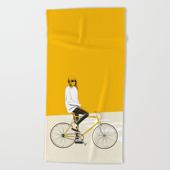 The Yellow Bike Beach Towel