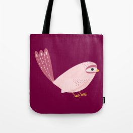 Pink Bird on Maroon Tote Bag