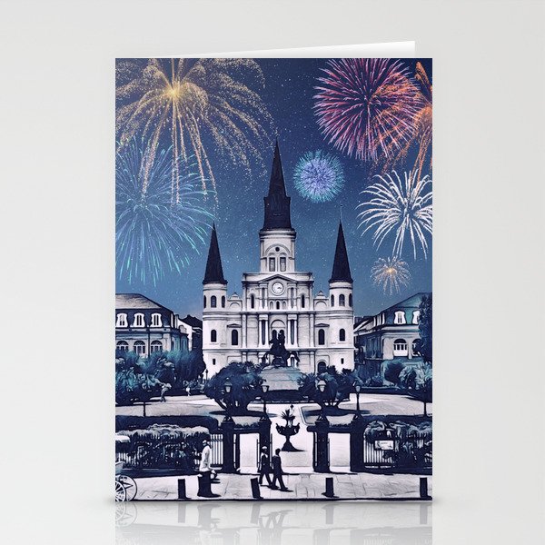 New Orleans Fireworks Iconic Cityscape Stationery Cards