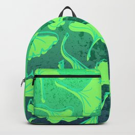Bold Green Ginkgo Leaf Pattern Backpack