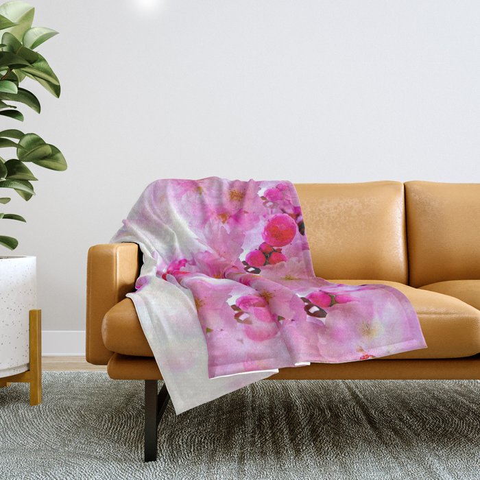 CHERRY BLOSSOMS Throw Blanket
