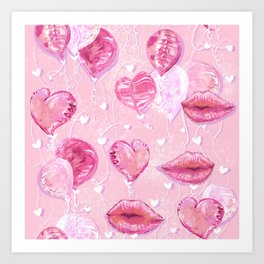 Kitsch Valentine's  Pink Party  Art Print
