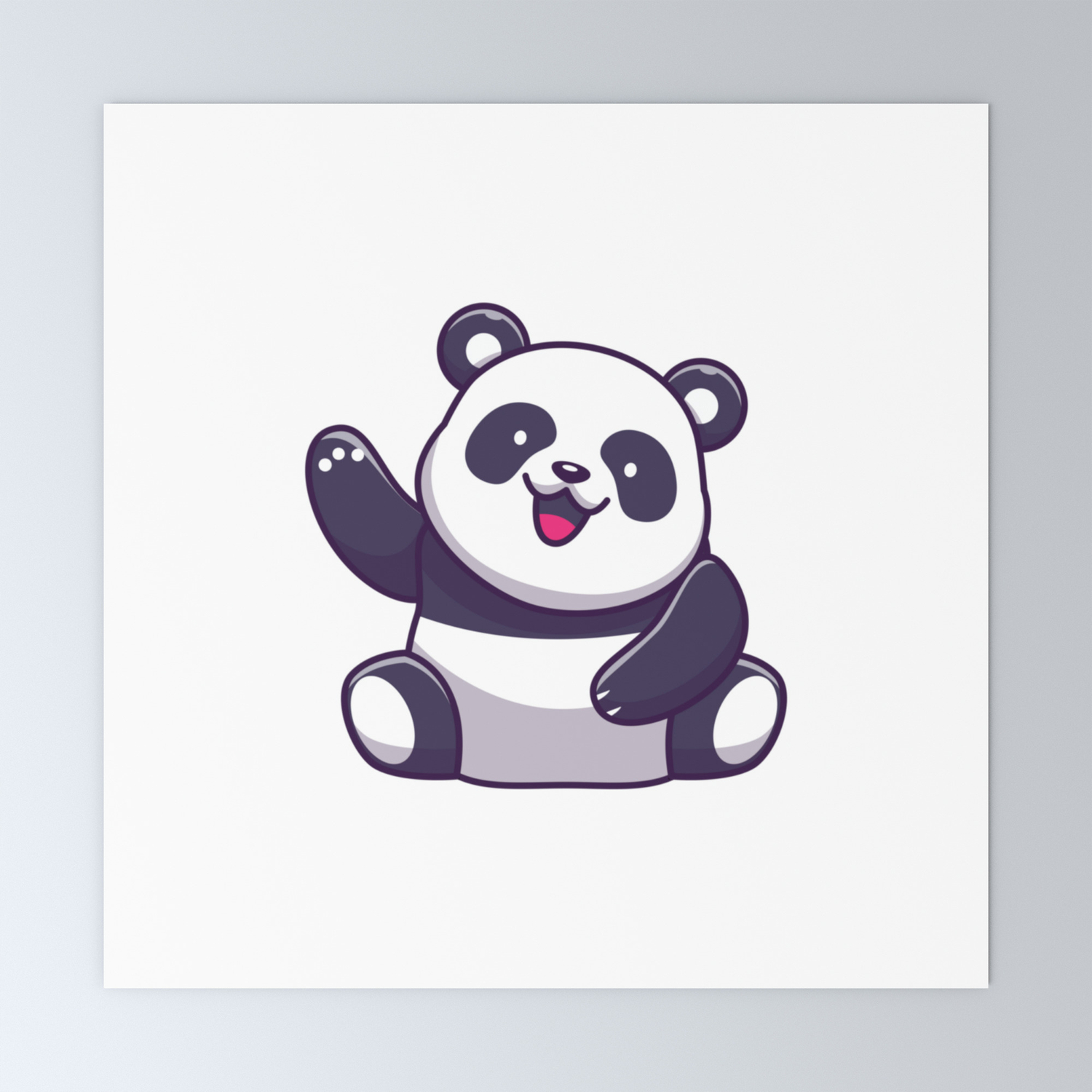 Cute Panda Waving Hand Icon Illustration Panda Mascot Cartoon Character  Animal Icon Concept Isolated Mini Art Print by ABRIANA | Society6