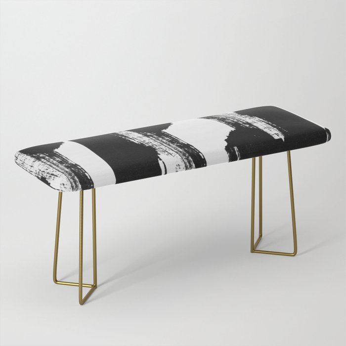 Modern Black Ink Brush Stroke Abstract Pattern Bench By Mininst