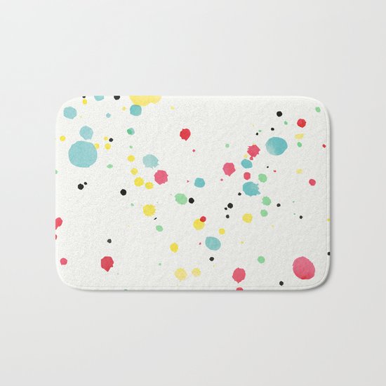 Watercolor splatters on white leather Bath Mat