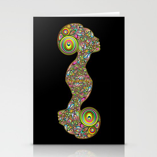 Woman Psychedelic Art Design Portrait Stationery Cards