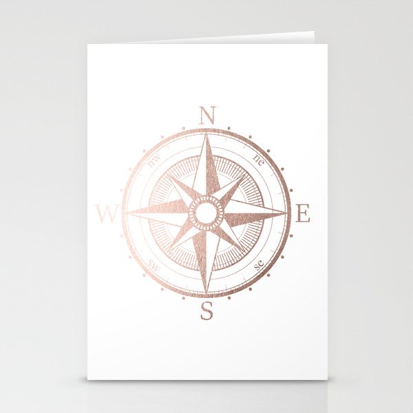 Rose Gold Compass Stationery Cards