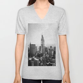 New York City Black and White V Neck T Shirt