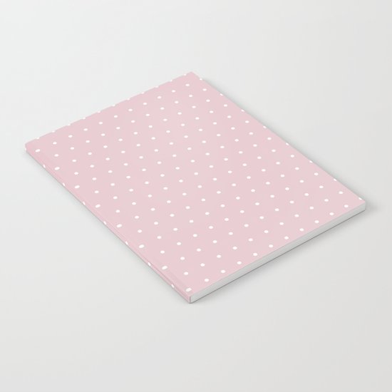 Polka dot dance on pink - White dots pattern Notebook