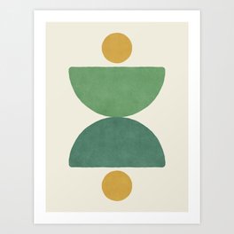 Half-circle Balance - Green Gold Art Print