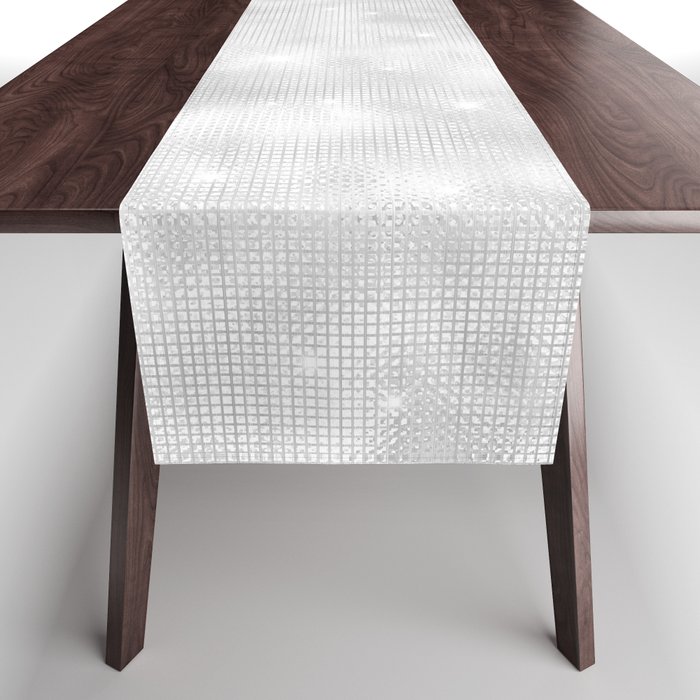 Glam White Diamond Shimmer Glitter Table Runner