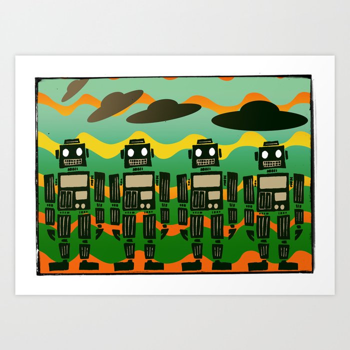 Robot On Parade Art Print