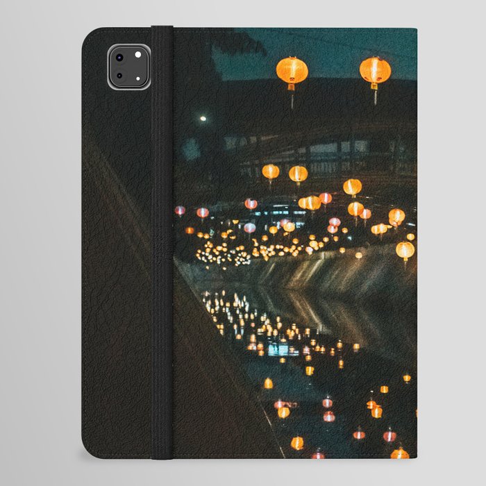 China Photography - Chinese Lanterns Hanging Over A Canal In The Night iPad Folio Case