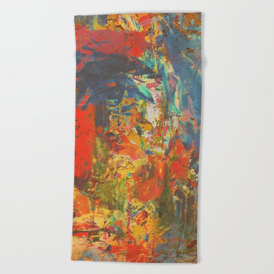 Blue and Red Wall Beach Towel