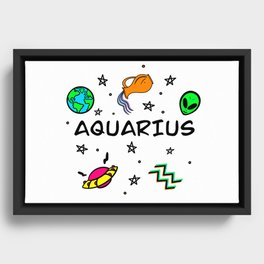 Aquarius Doodles Framed Canvas